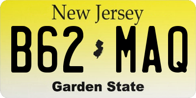 NJ license plate B62MAQ