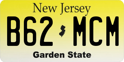 NJ license plate B62MCM