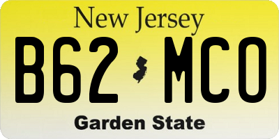 NJ license plate B62MCO