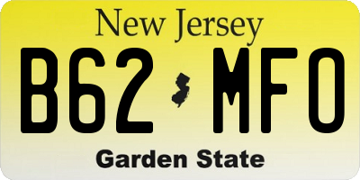 NJ license plate B62MFO