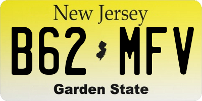 NJ license plate B62MFV