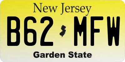 NJ license plate B62MFW