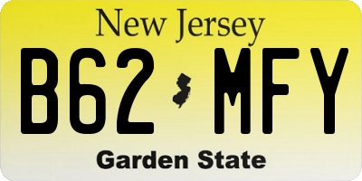 NJ license plate B62MFY