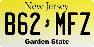 NJ license plate B62MFZ