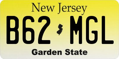 NJ license plate B62MGL