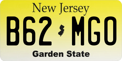 NJ license plate B62MGO