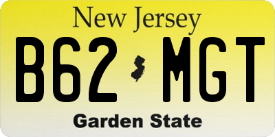 NJ license plate B62MGT