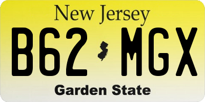 NJ license plate B62MGX