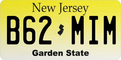 NJ license plate B62MIM
