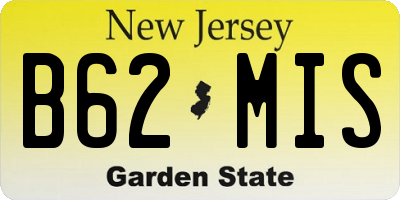 NJ license plate B62MIS