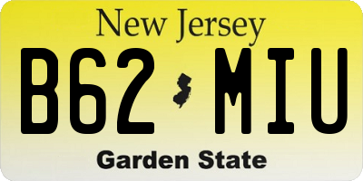 NJ license plate B62MIU