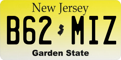 NJ license plate B62MIZ