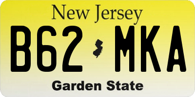 NJ license plate B62MKA