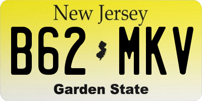 NJ license plate B62MKV