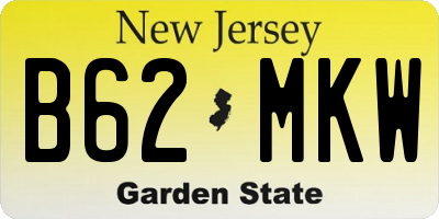 NJ license plate B62MKW