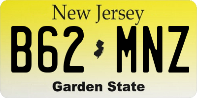 NJ license plate B62MNZ
