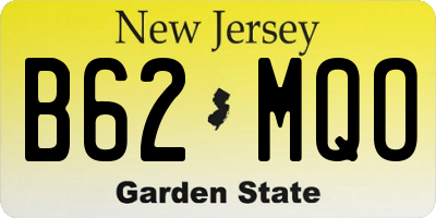 NJ license plate B62MQO