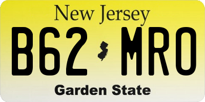 NJ license plate B62MRO