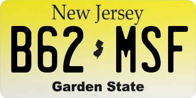 NJ license plate B62MSF