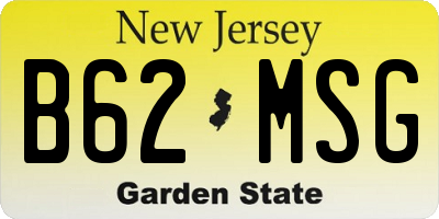 NJ license plate B62MSG