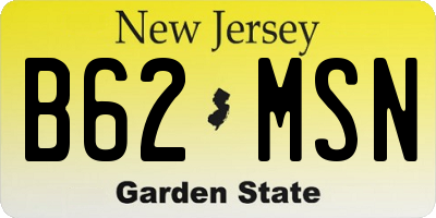 NJ license plate B62MSN