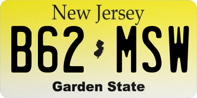 NJ license plate B62MSW