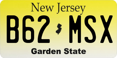 NJ license plate B62MSX