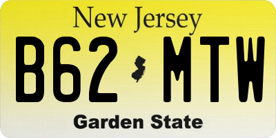 NJ license plate B62MTW