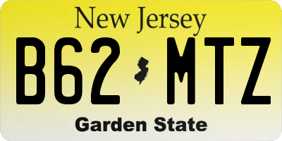 NJ license plate B62MTZ