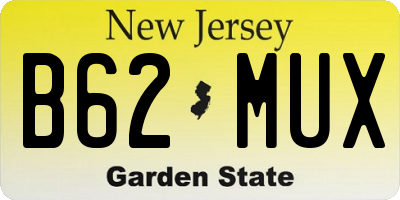 NJ license plate B62MUX