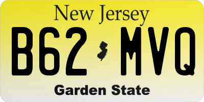 NJ license plate B62MVQ
