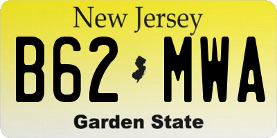 NJ license plate B62MWA