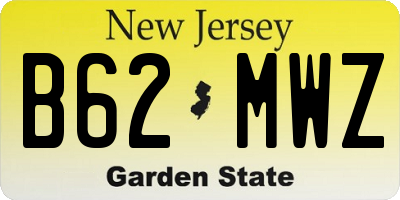NJ license plate B62MWZ