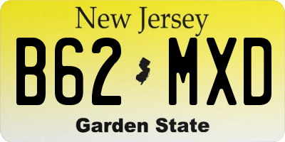 NJ license plate B62MXD