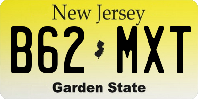 NJ license plate B62MXT