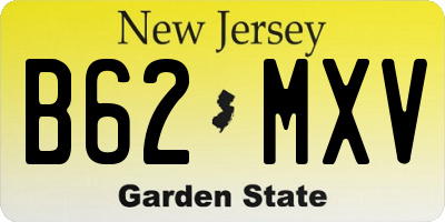 NJ license plate B62MXV