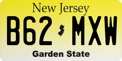 NJ license plate B62MXW