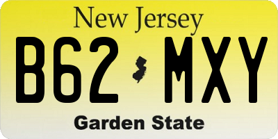 NJ license plate B62MXY