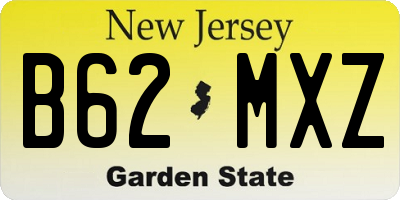 NJ license plate B62MXZ