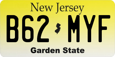 NJ license plate B62MYF