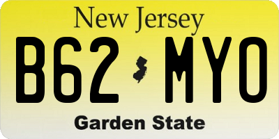 NJ license plate B62MYO