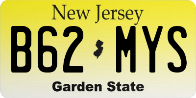 NJ license plate B62MYS