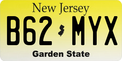 NJ license plate B62MYX