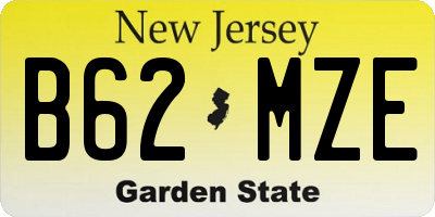 NJ license plate B62MZE