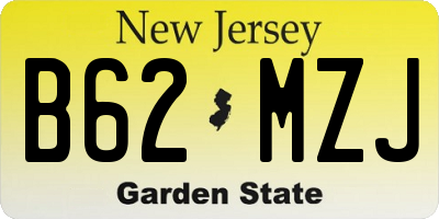 NJ license plate B62MZJ