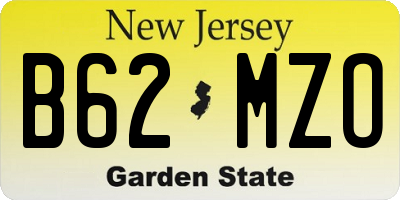 NJ license plate B62MZO