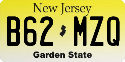 NJ license plate B62MZQ