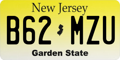 NJ license plate B62MZU