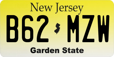 NJ license plate B62MZW