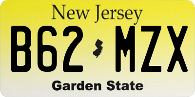 NJ license plate B62MZX